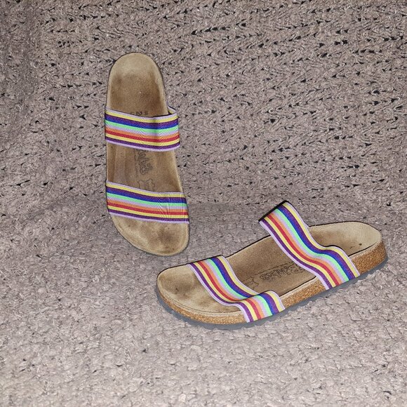 BIRKI'S/BIRKENSTOCK-Curacao II Stretch Rainbow Sandal-SZ 7-Excellent - Picture 1 of 8